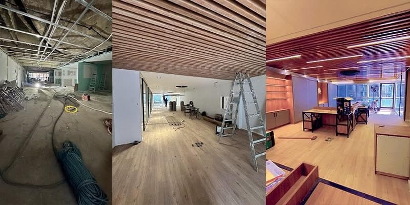 Obra OAB Sala da Diretoria executada pela Construtora DRC: antes, durante e depois, da reforma à entrega.